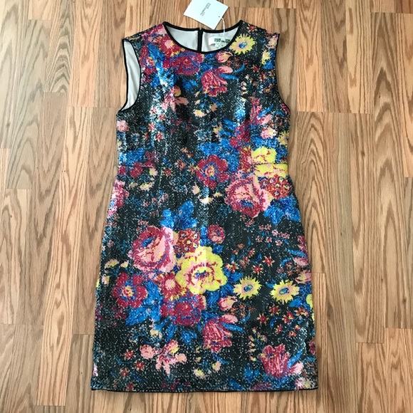 DVF Sequin Floral Mini Dress - Picture 4 of 7